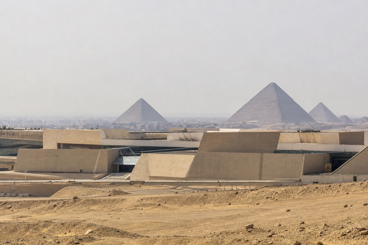 The Giza pyramids, a short distance from the museum