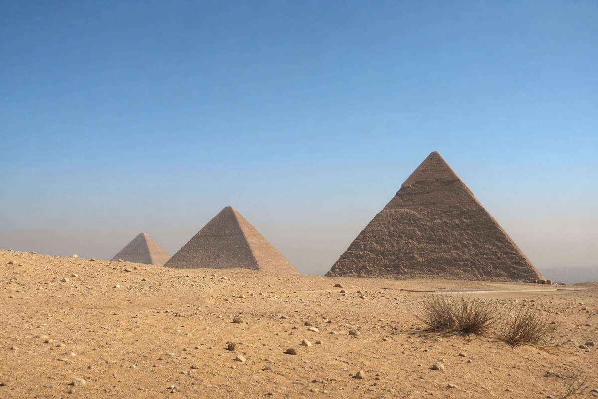 The Giza pyramids, a short distance from the museum